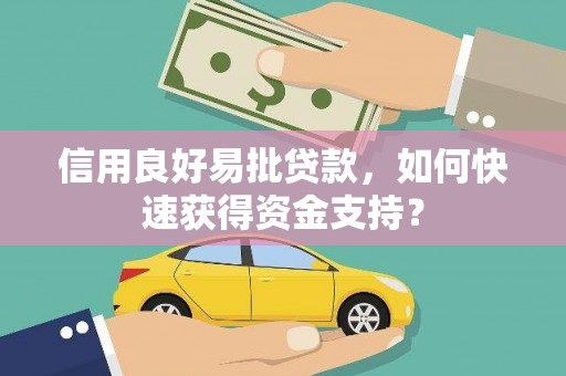 淮上信用良好易批贷款，如何快速获得资金支持？