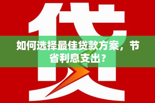 中区如何选择最佳贷款方案，节省利息支出？