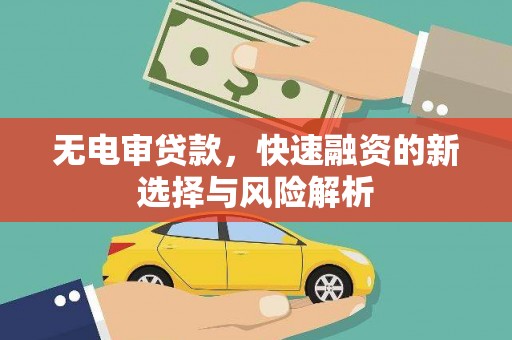 金华无电审贷款，快速融资的新选择与风险解析